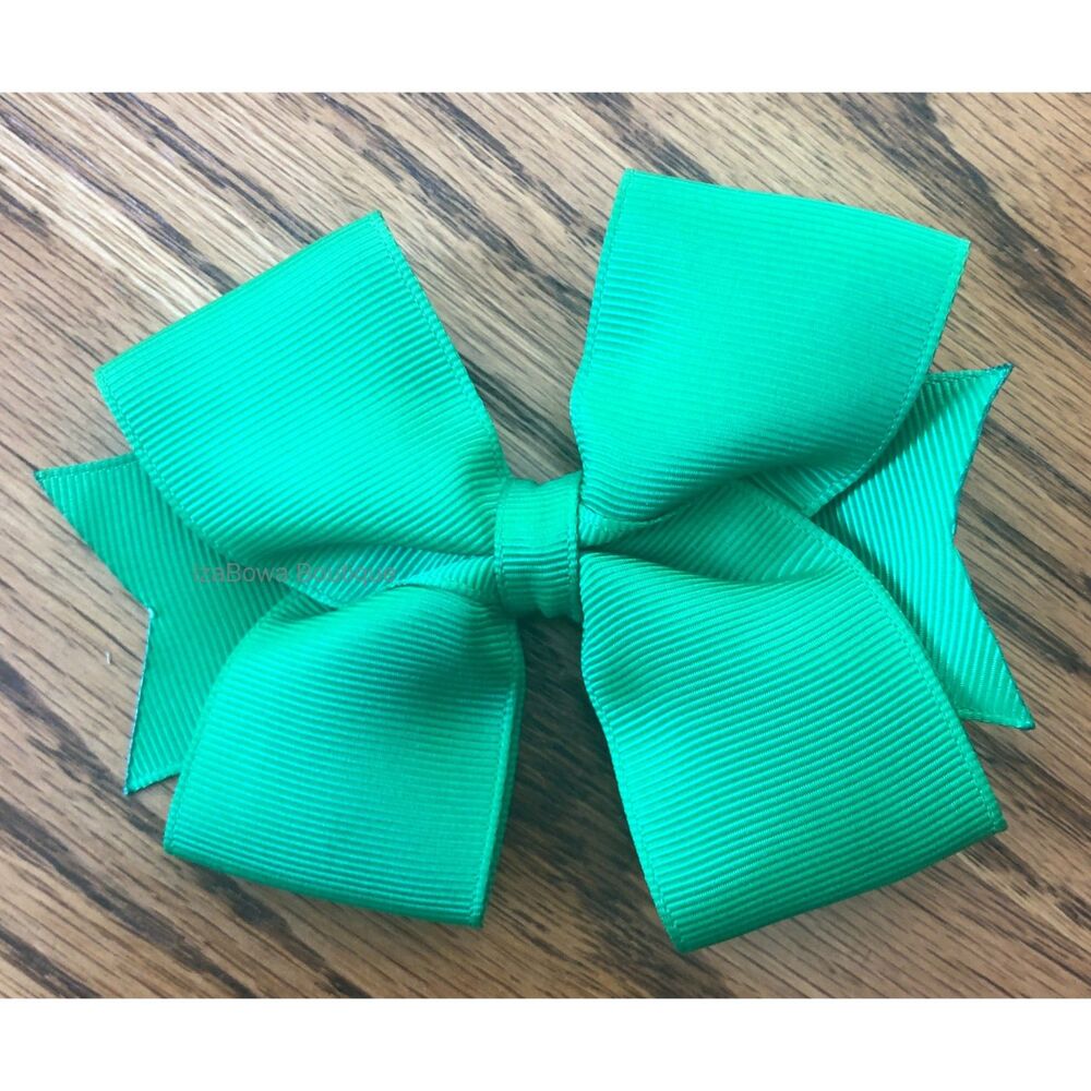 Green 4" Sweet and Simple Bow    4B2484  Handmade NWT Boutique